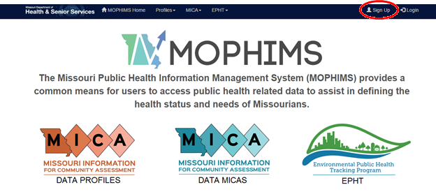 MOPHIMS Home page screenshot