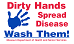 graphic of dirty hands spread disease wash them magnet