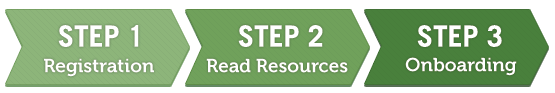 Step 1: Registration | Step 2: Read Resources | Step 3: Onboarding