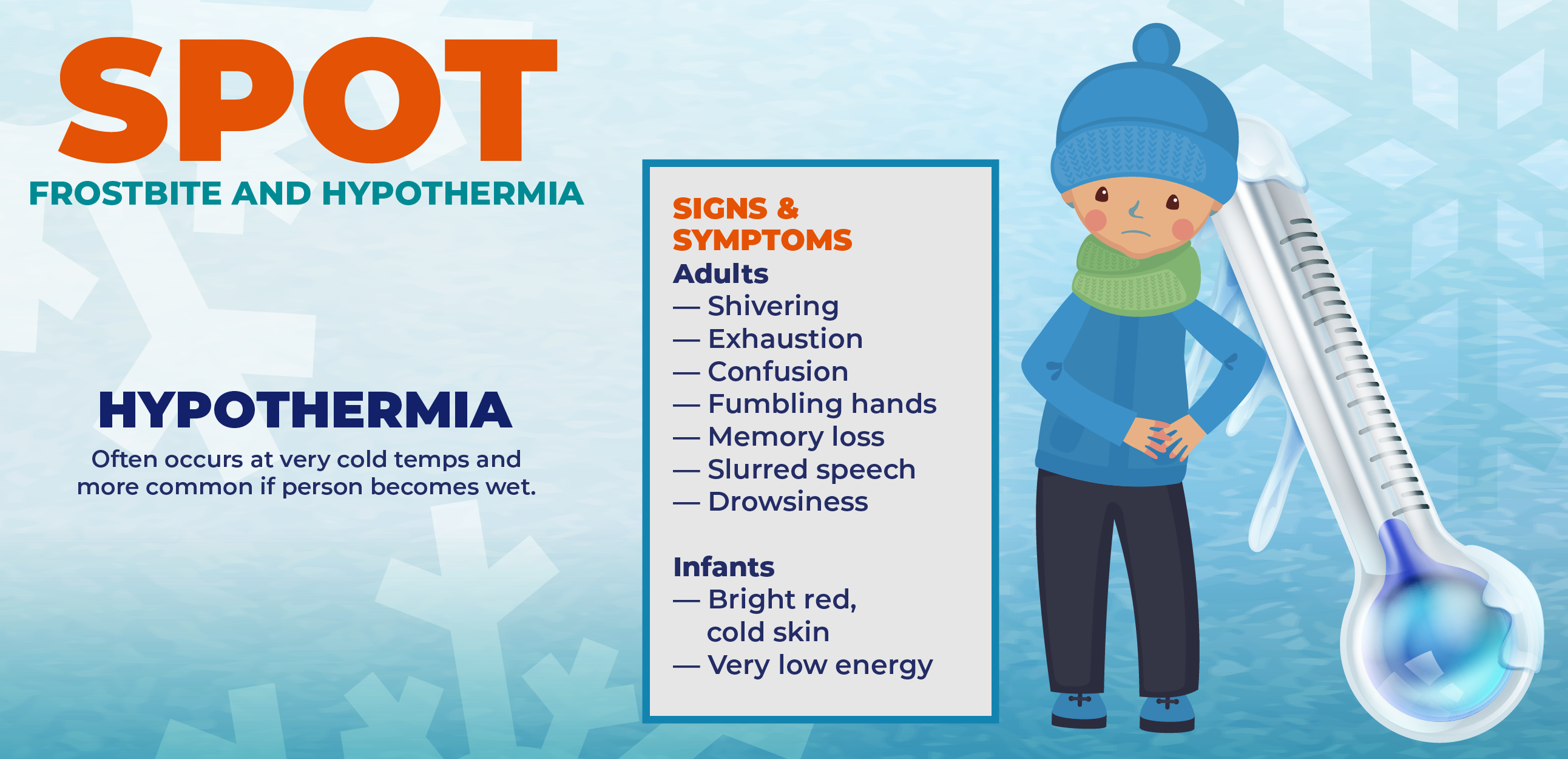 spot frostbite and hypothermia