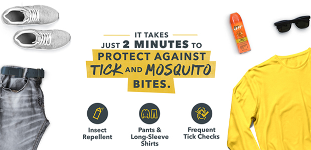 It takes two minutes to protect against tick and mosquito bites.