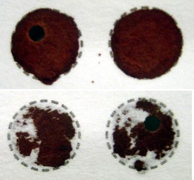 an example of a specimen that did not soak through the filter paper