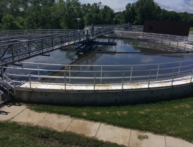 Picture of a wastewater settling basin