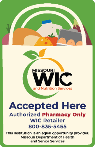 Bag of groceries, Missouri WIC Accepted Here - Authorized WIC Pharmacy Only