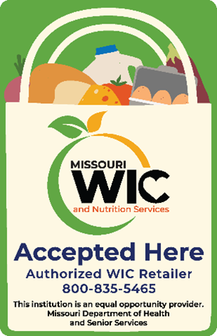 Bag of groceries, Missouri WIC Accepted Here - Authorized WIC Retailer