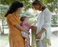women and baby
