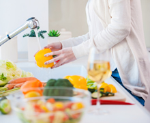 washing veggies