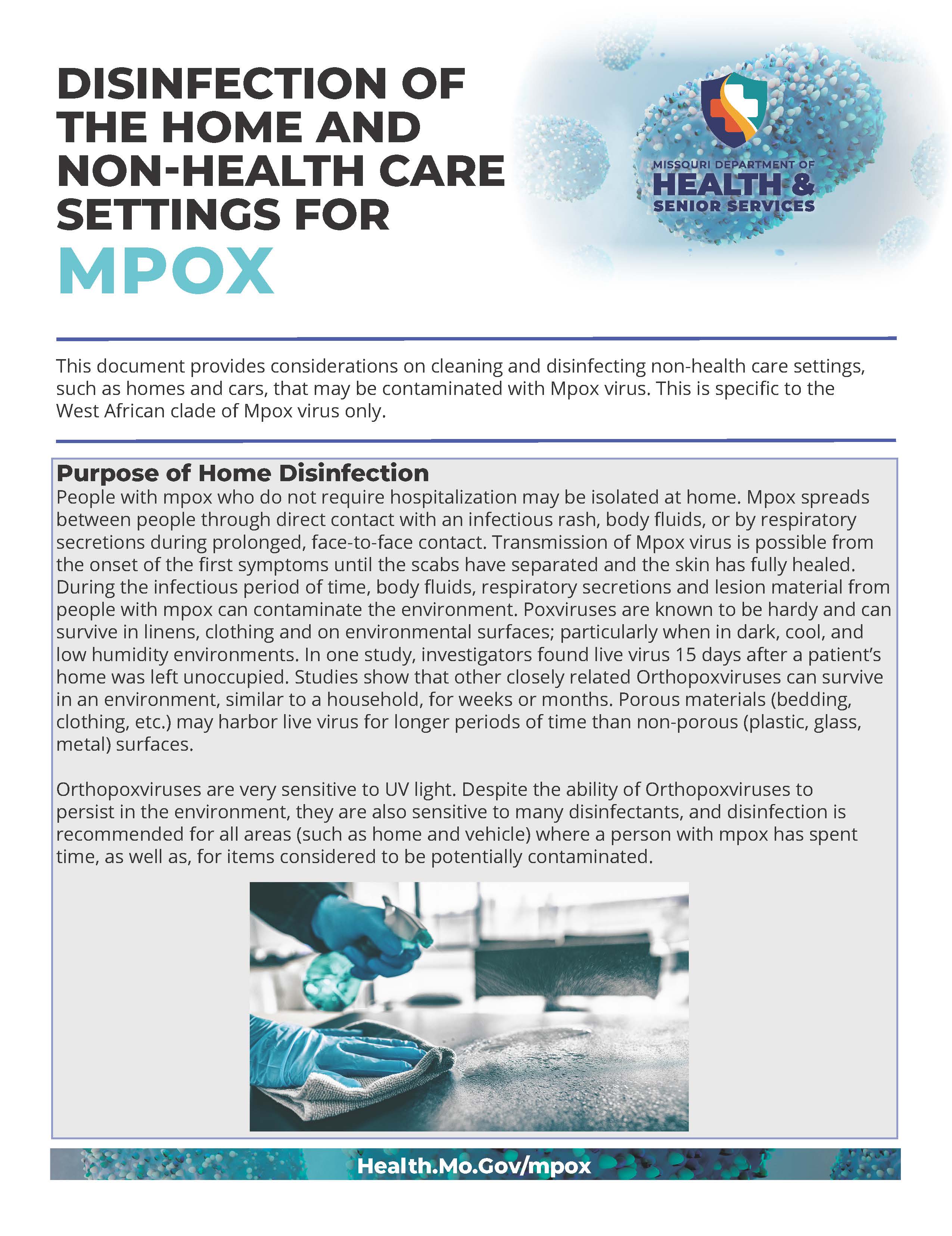 Disinfection of the Home and Non-Healthcare Settings