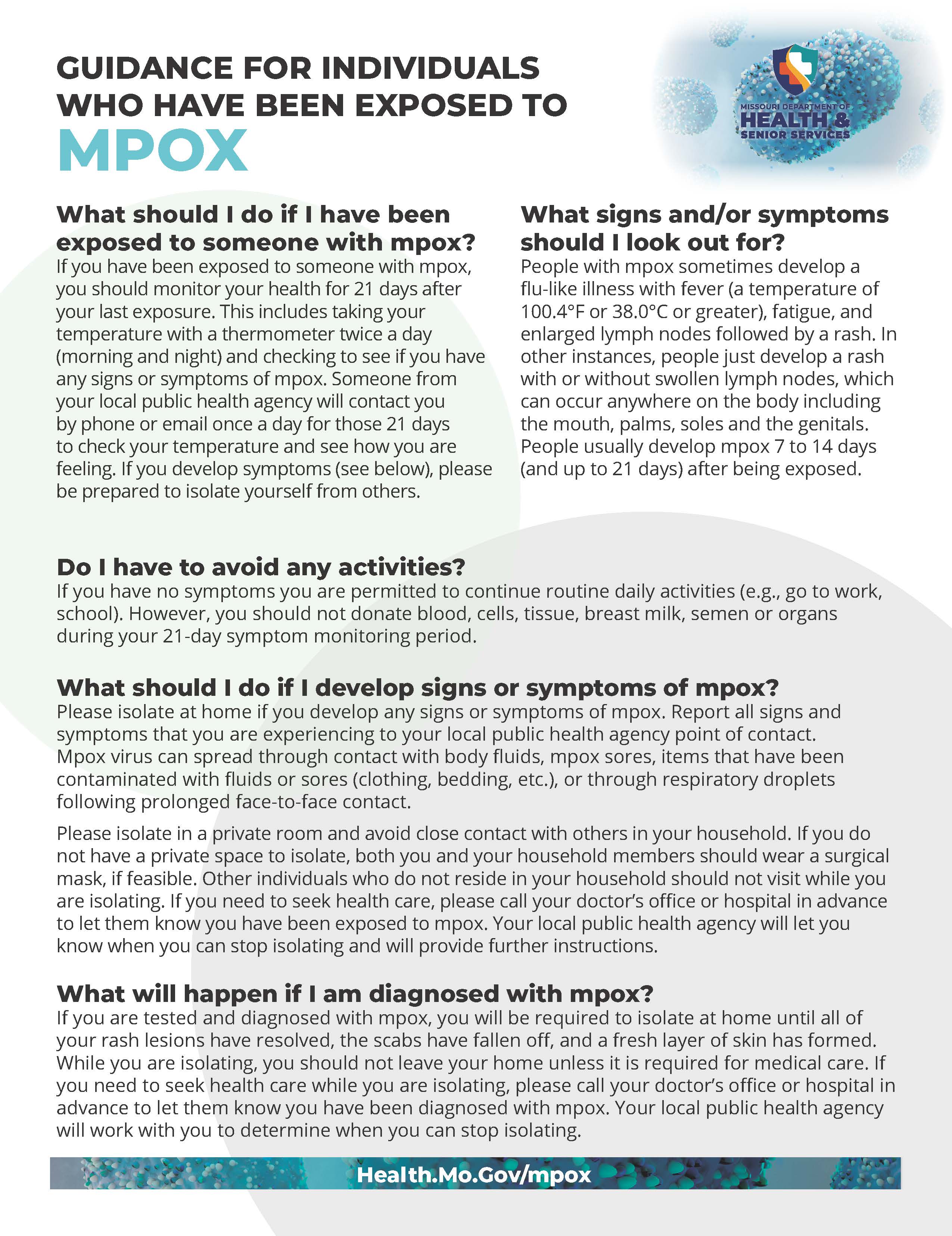 Guidance for Individuals Who Have Been Exposed to Mpox
