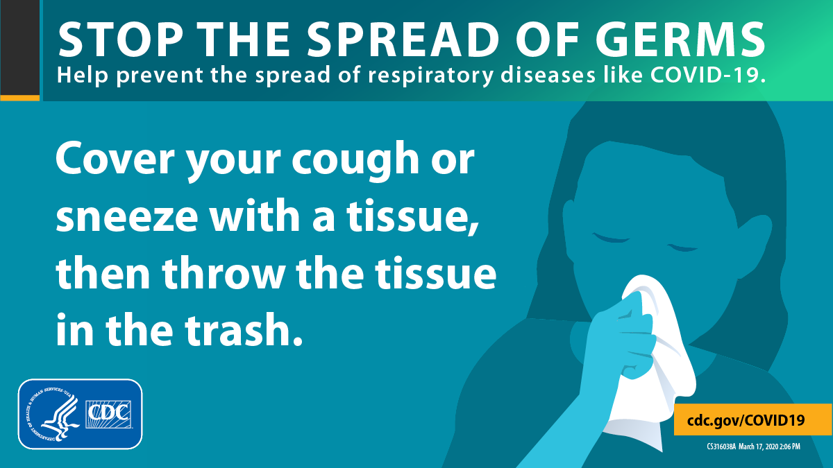 Stop the Spread of Germs, cover your cough or sneeze