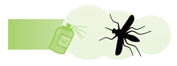 can of repellent spraying a mosquito