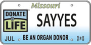 Be an organ donor license plate