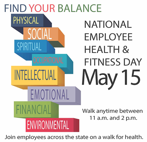 Find Your Balance. national employee health & fitness day may 15