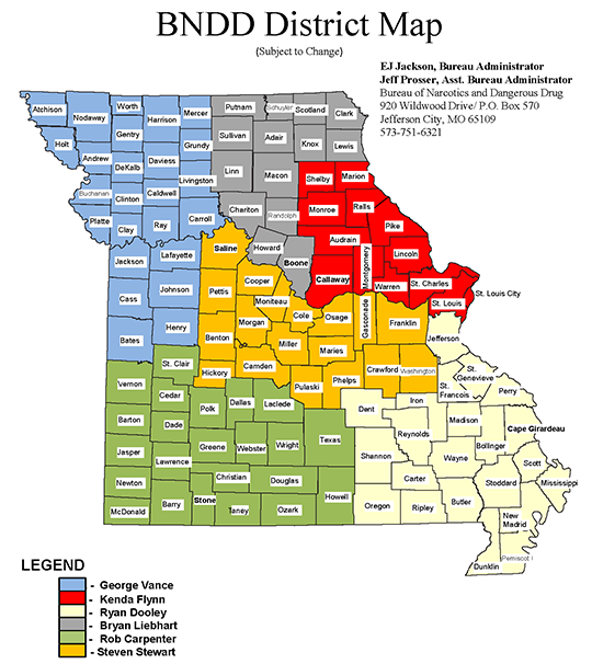 BNDD District Map of Missouri