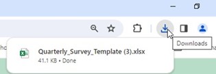showing where the quarterly survey template downloads