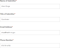 fields to fill in submitter information