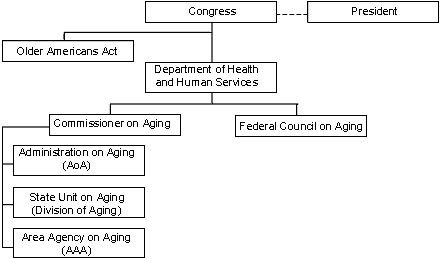 Chart showing agencies responsible for implementing programs for the elderly