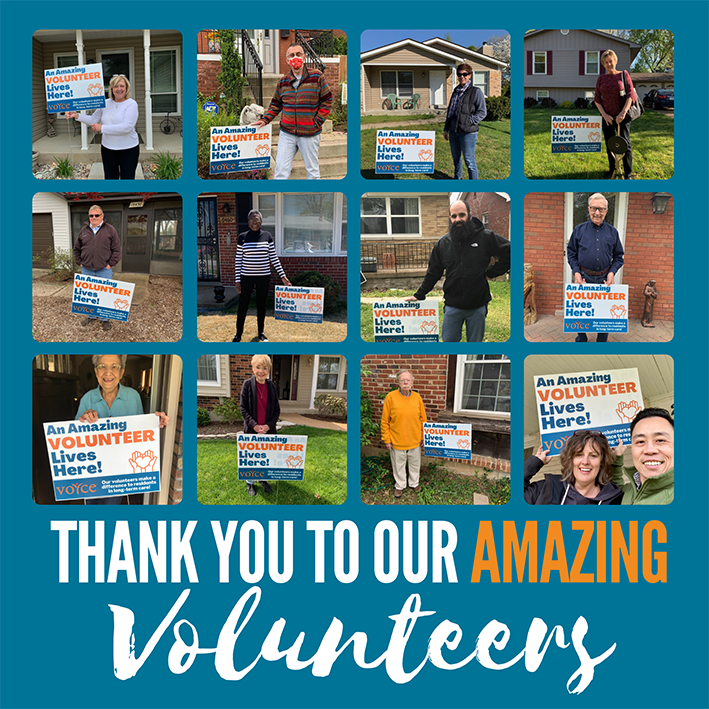 Volunteers with yard signs