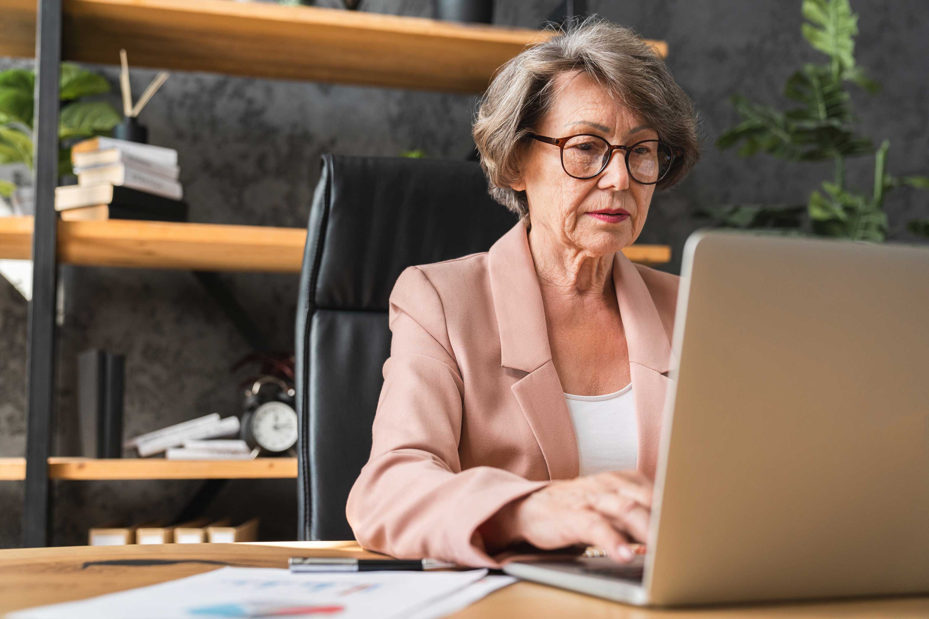 woman using computer