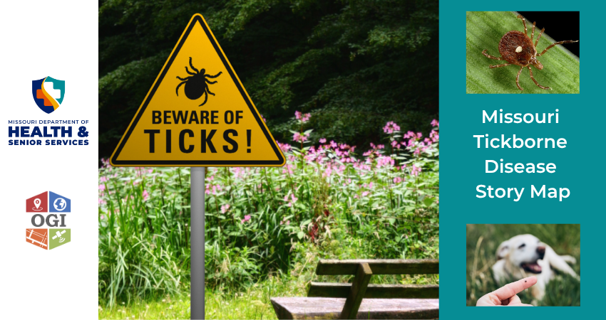 Sign in a nature area warning visitors to beware of ticks.