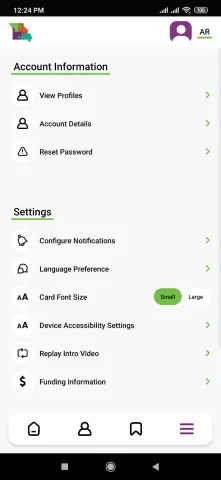 Open the Account Details screen