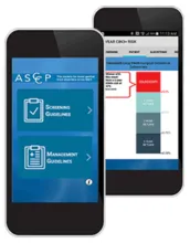 Image of an iPhone displaying ASCCP online forms.